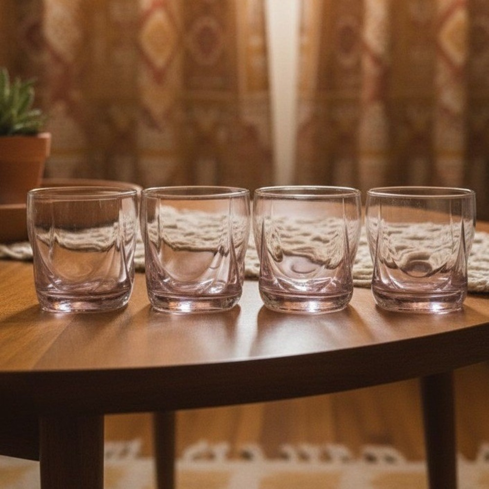 Libbey Imperial Plum Old Fashioned Glasses, Set of 4 Drape Style Whiskey Tumbler